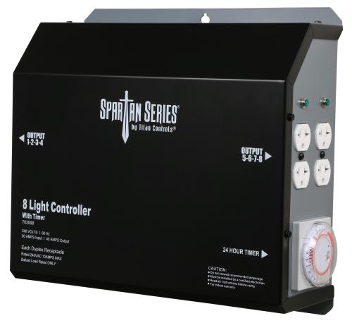 Titan Controls Spartan Series Metal 8 Light Controller 240 Volt w/ Timer - Universal Outlets (4/Cs)