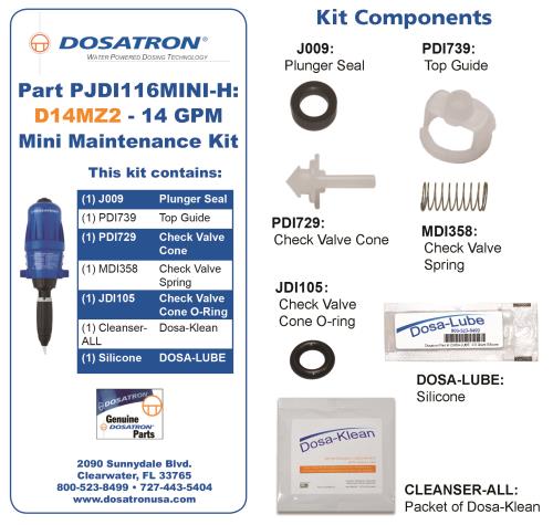 Dosatron Mini Seal Kit for D14MZ2, 14 GPM - Image 4