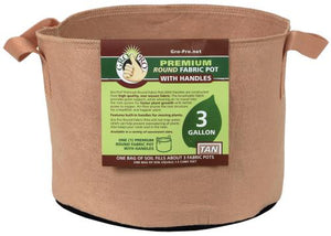 Gro Pro Premium Round Fabric Pot w/ Handles 3 Gallon - Tan (72/Cs)