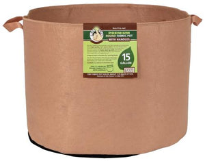 Gro Pro Premium Round Fabric Pot w/ Handles 15 Gallon - Tan (48/Cs)
